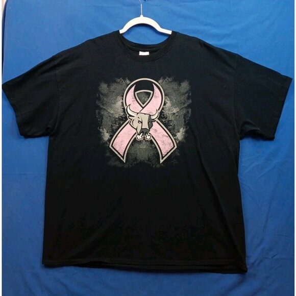 "Pink In the Rink" Womens  2XL Black T-Shirt Hockey/Cancer Pink W Bull - Picture 1 of 6